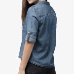 Women Blue Regular Fit Faded Casual Shirt - Image 2