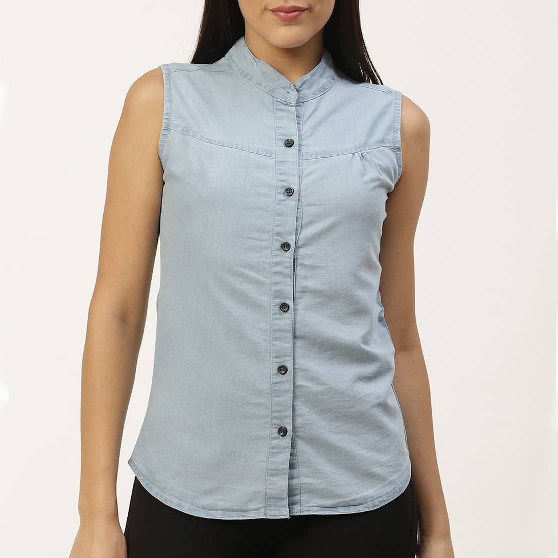 ladiesjeansshirt (13) Regular Fit Solid Casual Shirt - Image 1