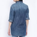 Women Blue Faded Denim Shirt - Image 2