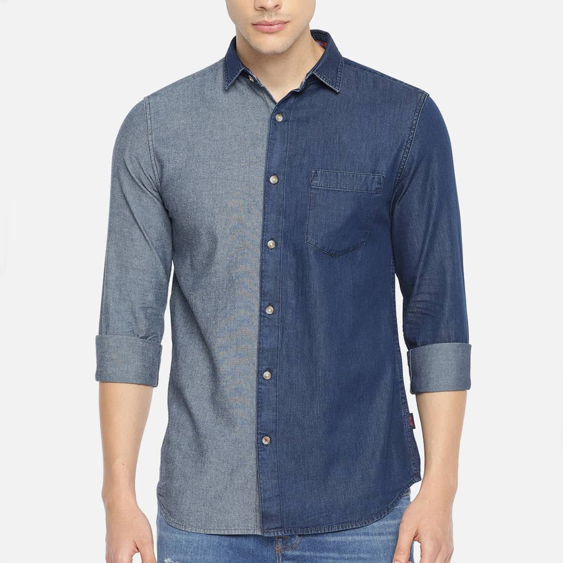 mendshirts (9) Men Blue Slim Fit Denim Shirt - Image 1